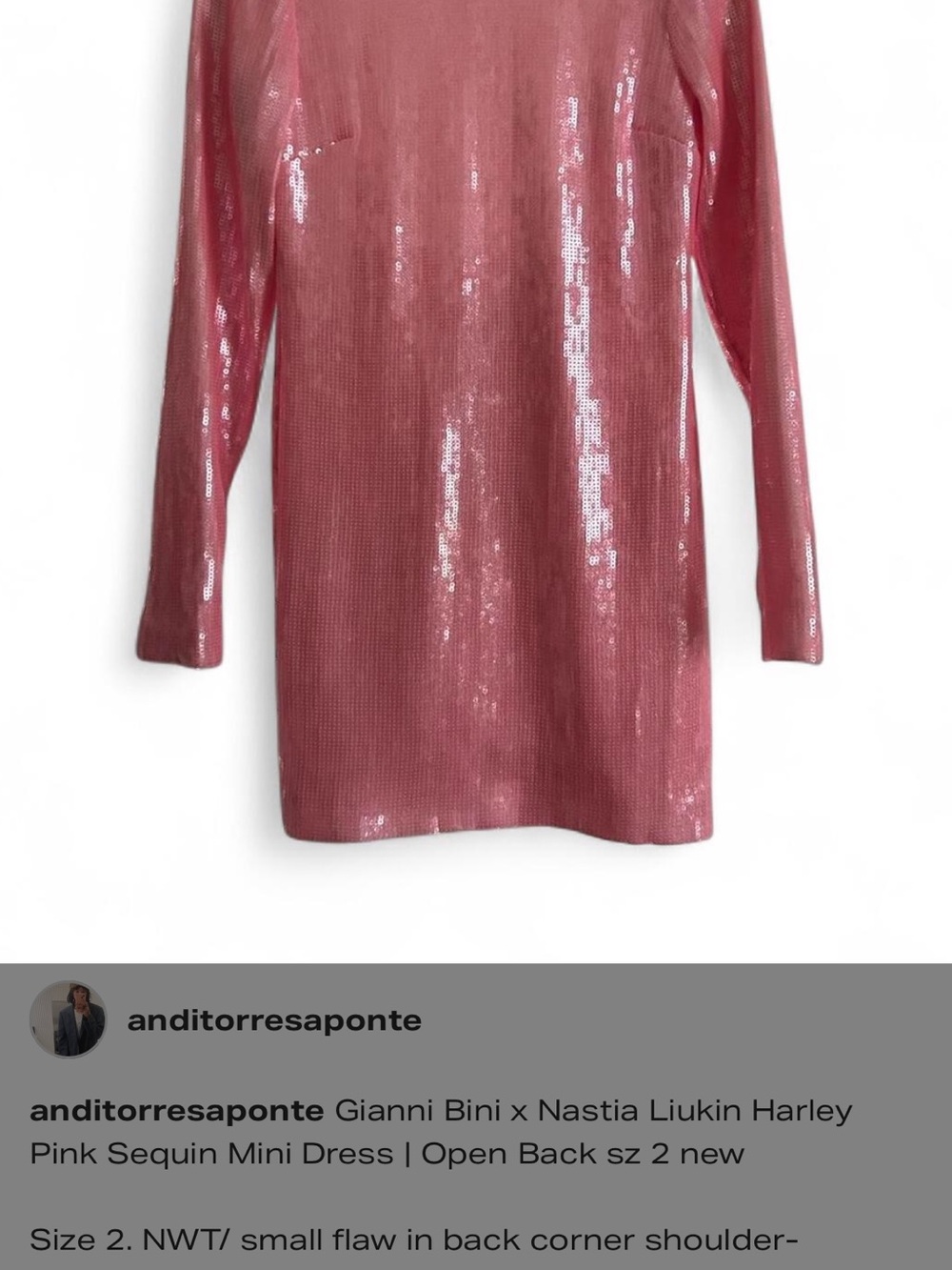 Gianni Bini Rose Pink Sequin Long Sleeve Mini Dress